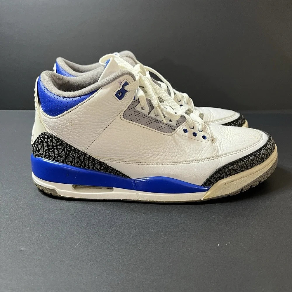 Nike Air Jordan 3 Retro Racer Blue White Black Cement Grey Mens 10.5 CT8532-145